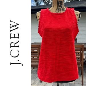 NWT J. Crew Red Scalloped Trim Tank Size Small